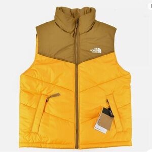 The North Face Men's Saikuru Vest Puffer Summit Gold/Utility Brown winter fall